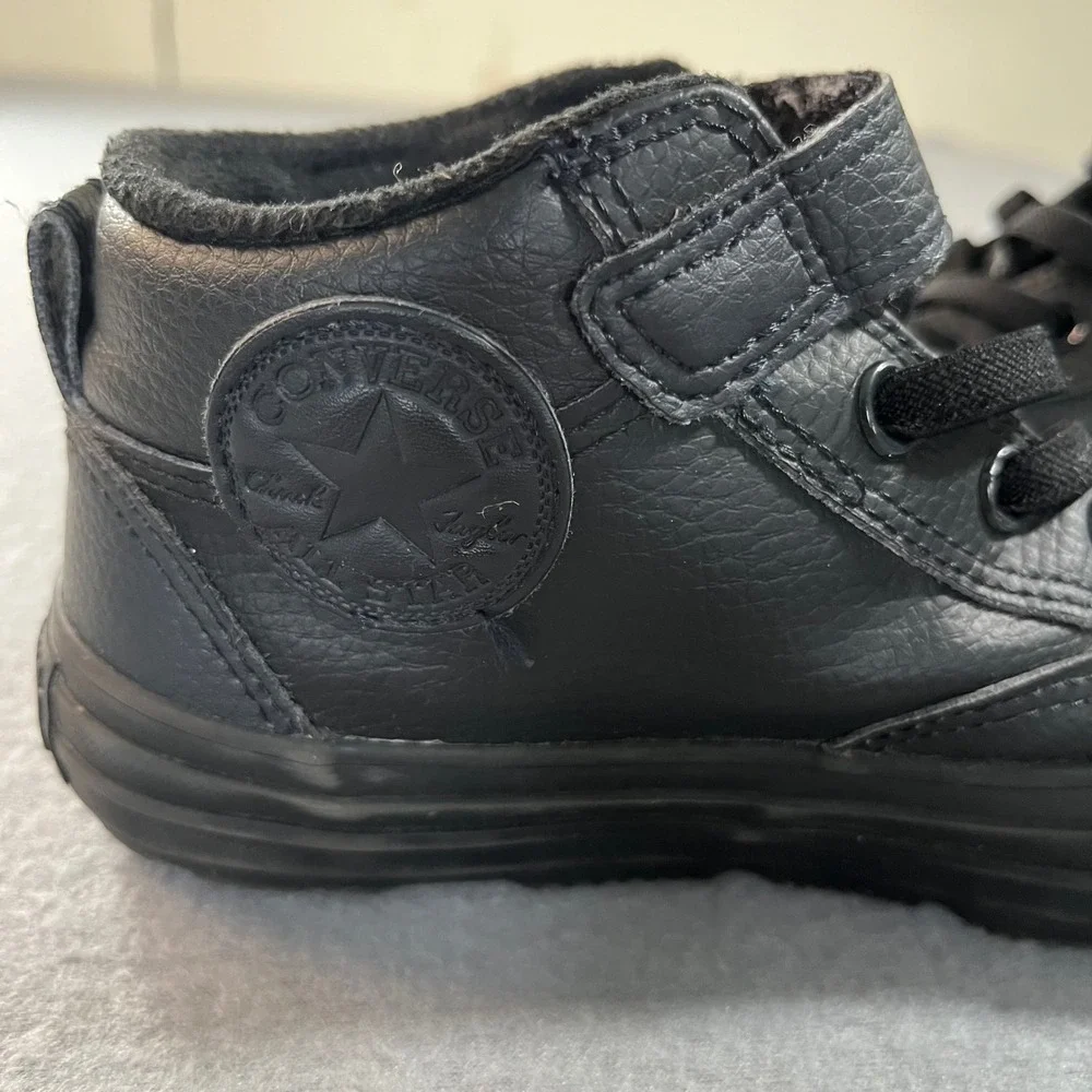 Converse Chuck Taylor All Star Axel Mid Youth‎ Black Leather Sneakers A04818C 2